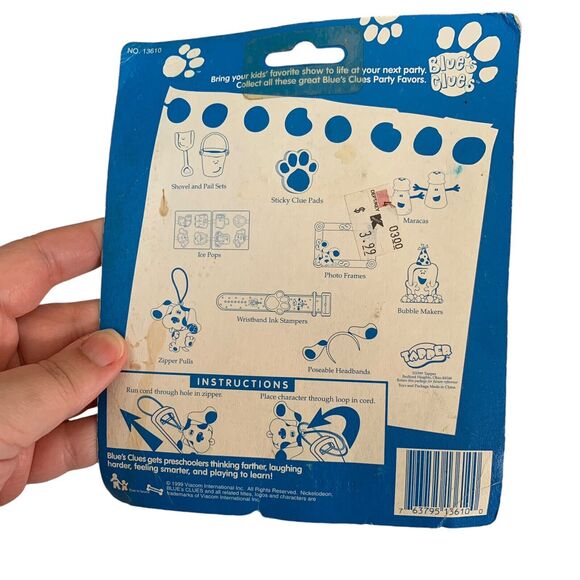 4 Vintage Blue's Clues Zipper Pulls Party Favors 1999 Great for Backpacks NIP - Picture 3 of 5